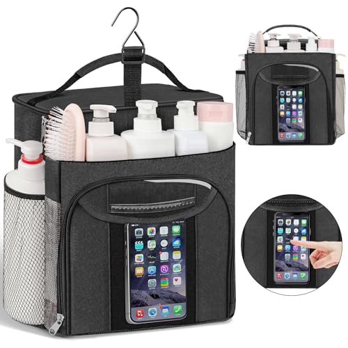 Mesh Shower Caddy Portable, Shower Tote Bag for Dorm Room Essentials | Quick Dry, Large Capacity Hanging Mesh Tote Bag for Travel Camping Essentials (Black) - color: Black