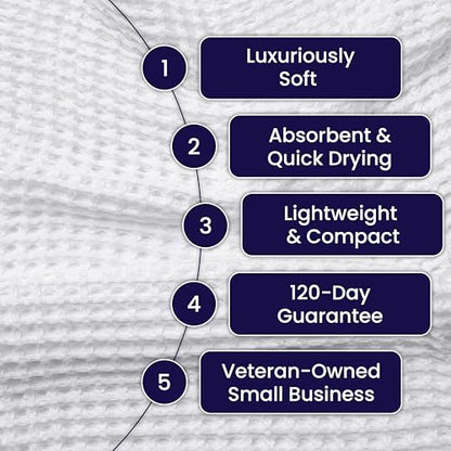 Alusa Home Ultra Soft Viscose from Bamboo Waffle Towels - Lightweight Bath Towel Set of 6 - Compact, Quick Dry & Lint Free (White) - color: White
