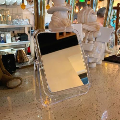 Vanity Mirror Make up Mirrors on Stand Double Sided Desk Makeup | Tabletop Mirror Travel Portable Folding Table Mirror with Stand Bathroom for Dressing