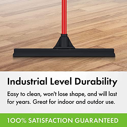 Heavy-Duty Floor Squeegee - Large 18" Wide Blade & 55" Long Handle Professional Grade Concrete, Garage & Commercial Rubber Squeegee Broom Floor Cleaner - Wood, Tile, Shower, Glass, Deck, Window - size: 18 Inch Blade - 4 Piece Handle