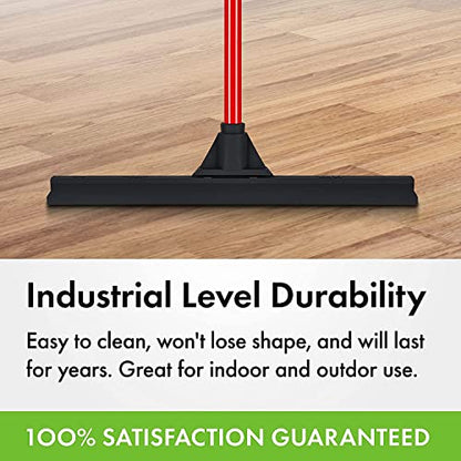Heavy-Duty Floor Squeegee - Large 18" Wide Blade & 55" Long Handle Professional Grade Concrete, Garage & Commercial Rubber Squeegee Broom Floor Cleaner - Wood, Tile, Shower, Glass, Deck, Window - size: 18 Inch Blade - 4 Piece Handle