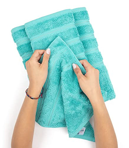 American Soft Linen 100% Cotton Luxury Turkish Towels, 6 Piece Towel Set | Soft Absorbent Quick Dry OEKO Tex Standard 100 Certificated Durable Machine Washable Premium Hotel Quality - color: Turquoise Blue