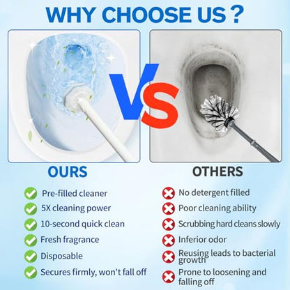Disposable Toilet Bowl Brush and Holder with 60 Refill Heads, Wand & Caddy | Pre-filled Toilet Cleaner, 5X Cleaning Power, Firm & No Dropping, Wall-Mountable, Fresh Fragrance, Toilet Cleaning Kit - size: Starter Kit+60 Refill Heads