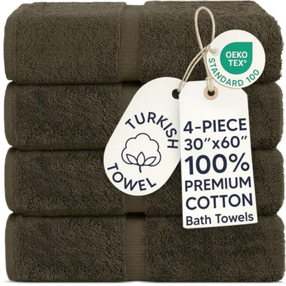 Chakir Turkish Linens 2 Piece Large Bath Towels, 100% Cotton Turkish Towels for Bathroom, Luxury Soft Absorbent Bath Towels, 30 x 60 Inches, Cocoa - color: Cocoa
