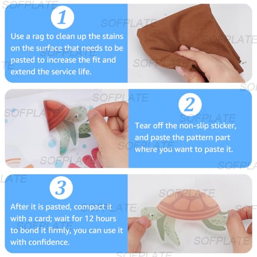 6 Pages Bathtub Sea Stickers Bulk Non Slip Bathtub Stickers with Scraper Plastic Adhesive Ocean Animal Conch Pattern Slippery Floor Decal for Shower and Bath Tub Home Decorations Gift Adult - style: Marine Animal 3