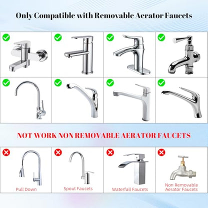Hibbent Dual-function Metal Faucet Aerator, 2-Flow Big Angle Rotate Kitchen Sink Aerator 360 Degree Swivel Sink Sprayer Attachment, 55/64 Inch Female Thread, Chrome - color: Silver, style: Upgraded Aerator with 1 Swivel Joints