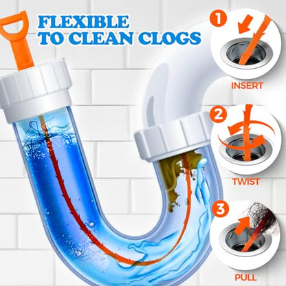 Bathtub Drain Strainer Silicone Bathroom Stopper Fixture Accessories | 5 pcs set: 2 pack silicone collapsible drain protector and cover with 3 snake drain clog removers for tub & shower - color: Gray Red