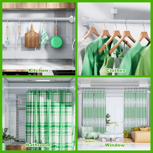 Ausemku Shower Curtain Rod - 32-43 Inch Rustproof Tension Rod, Non-Slip Spring Design, No Drilling Adjustable Curtain Rod for Bathroom, Kitchen, and Closet（White） - color: White, size: 32-43 IN