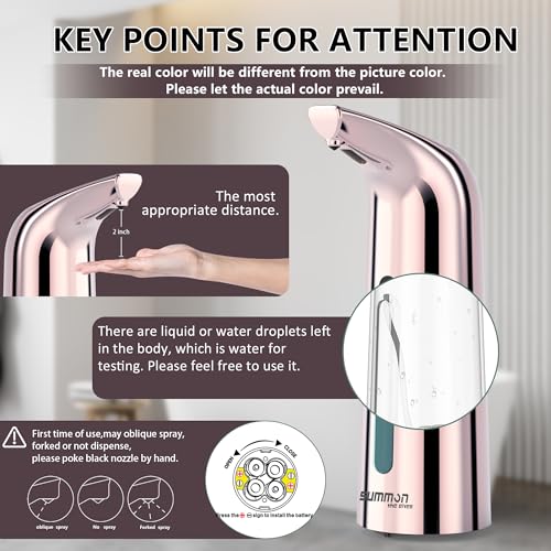 Automatic Liquid Soap Dispenser, 4-Level,13.5oz Touchless | Plastic,400ml Electric Battery Operated Hand & Dish Countertop Soap Dispensers with Sensor for Bathroom,Kitchen Sink - color: Rose Gold, style: Battery