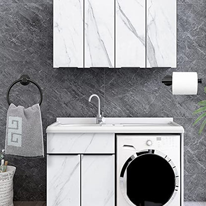NearMoon 2 Pieces Bathroom Hardware Accessories, Towel Ring and Toilet Paper Holder- Stainless Steel Bath Towel Hanger and Hand Towel Holder, Wall Mounted (Matte Black) - color: Matte Black
