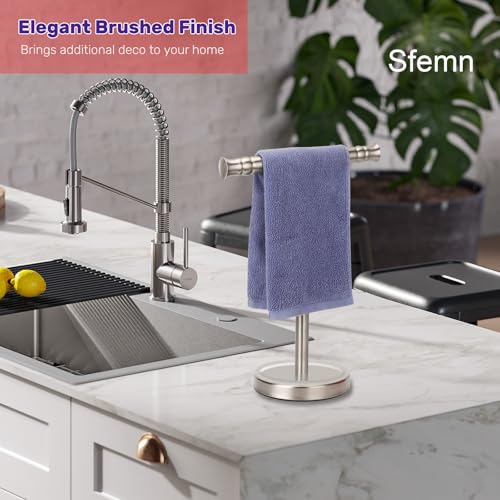 Hand Towel Holder Stand for Bathroom Vanity Countertop SUS304 Stainless Steel T-Shape Free Standing Towel Rack Stand Towel Bar for Bathroom Kitchen (Brushed Nickel) - color: Brushed Nickel