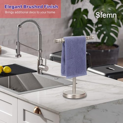 Hand Towel Holder Stand for Bathroom Vanity Countertop SUS304 Stainless Steel T-Shape Free Standing Towel Rack Stand Towel Bar for Bathroom Kitchen (Brushed Nickel) - color: Brushed Nickel