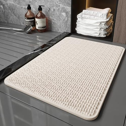 Bathroom Rugs Non-Slip Bath Mat,24"×36",Machine Washable&Water Absorbent Bath Mats for Bathroom, Soft Shaggy Thick Microfiber Bath Rug for Shower,Tub,Cream