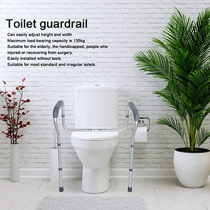 Luocute Toilet Safety Rail, Toilet Safety Frame Adjustable Height & Width Aluminum Alloy Supports 220lb with Non Slip Handles for Elderly Disabled