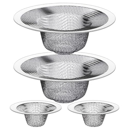 4.5" Top / 2.5" and 2.125" Top / 1" Basket Drain Strainer | 4Pcs Sink Drain Hair Catcher, Bathroom Sink Drain Strainer - size: 4Pcs All