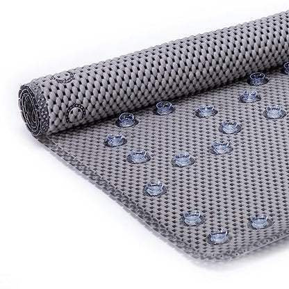 Bathtub Mat Non Slip, Soft Foam Bath Mat for Tub, Bathtub Mat with Drain Holes, Suction Cups Shower Mat (Gray, 36''X17'') - color: Gray