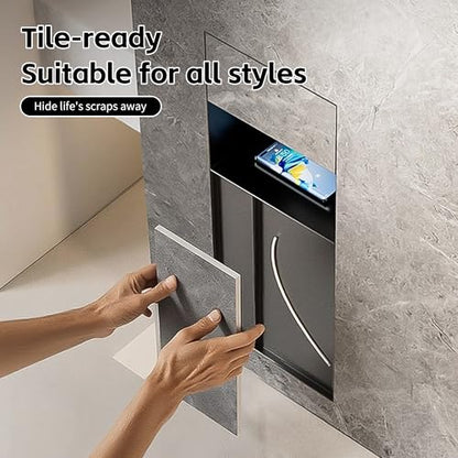 Recessed Toilet Paper Holder,Hidden Wall-Mounted Tissue, Trash Can Niche,Recessed Stainless Steel Wall Niche,Dispenser and Built-in Organizer,9..5 * 19.5 * 5.5in - size: 9..5*19.5*5.5in