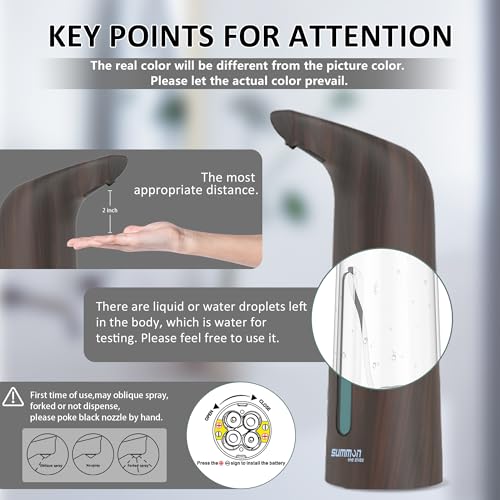 Automatic Liquid Soap Dispenser, 4-Level,13.5oz Touchless | Plastic,400ml Electric Battery Operated Hand & Dish Countertop Soap Dispensers with Sensor for Bathroom,Kitchen Sink - color: Dark Grain, style: Battery