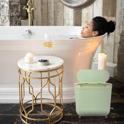 Healifty Bathroom Trash Can with Lid Narrow Plastic Waste Bin Sealed Small Trash Basket for Bedroom Office Toilet Home Use