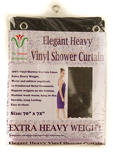 Elegant Home Heavy Duty Vinyl Shower Curtain Liner with 12 Metal Grommets Black - color: Black