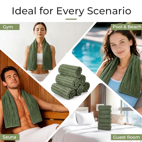 ZVH Hand Towels for Bathroom 6pcs 14X29.5inch,Quick Dry Microfiber,Super Soft,Hand Towels with Hanging Loops for Spa,Kitchen,Hotel (Avocado Green, Set of 6) - color: Avocado Green