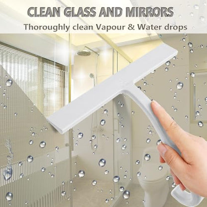 10" One-Piece Silicone Squeegee, Shower Window Car White - color: White, size: 10