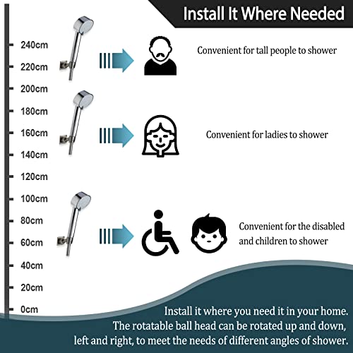 Shower Head Holder All Meta lHandheld Shower Wand Bracket Adhesive Shower Wall Mount Holder Brass Shower Spray Holder Black, Drill Free Glue Installation - color: Black