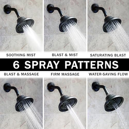 Massage Shower Head With Mist - 2.5 GPM - Oil-Rubbed Bronze | High Pressure Boosting, 6 Function Adjustable Massaging Rainfall Showerhead For Low Flow Baths With Water Saving Nozzles - color: Oil Rubbed Bronze, size: 2.5 GPM