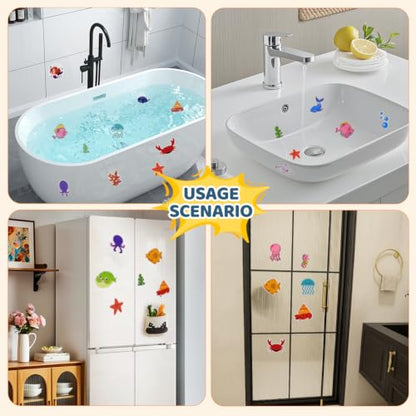 30 PCS Non Slip Bathtub Stickers for Kids, Cute Anti-Slip Shower Treads with Premium Scraper, Waterproof Safety Appliques for Bathroom Tub, Shower Floor, Stairs (Mermaid) - color: Mermaid