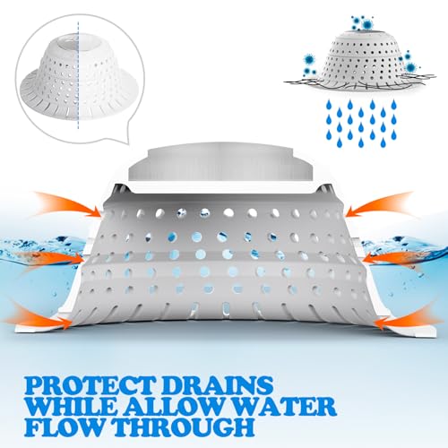 Bathtub Drain Strainer Silicone Bathroom Stopper Fixture Accessories | White Premium silicone collapsible 1 pack drain protector and hair catcher for pop-up and regular drains of shower, tub - color: Light Gray