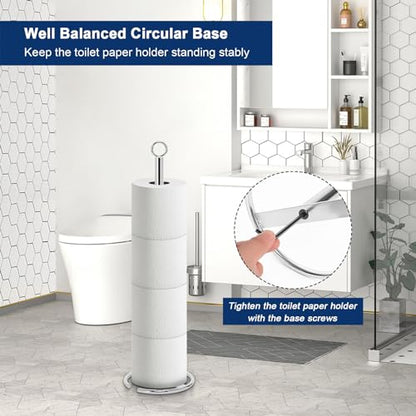 NearMoon Bath Toilet Paper Holder Stand, Freestanding Tissue Paper Storage with Reserve, Space Toilet 4 Rolls Holder for Bathroom/Kitchen Countertop-All Metal (2 Pack, Chrome Finish) - color: Chrome Finish