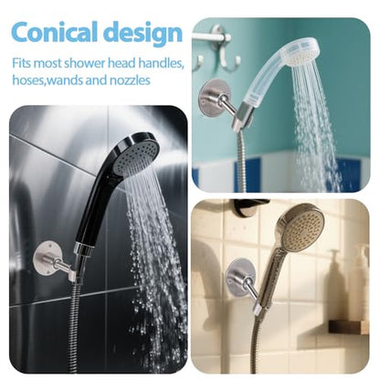 Stainless Steel Shower Head Holder Wall Mount 360° Adjustable Handheld Showerhead Bracket Metal Showerhead Wand Bracket SUS 304 Steel Shower Spray Holder Brushed Finish