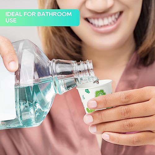 [300 Pack] Paper Cups, 3oz Disposable Bathroom Cups, Mouthwash Cups, Cold Disposable Drinking Cup for Party, Picnic, BBQ, Travel, and Event, Green Floral - color: JP-3-ZB01-300