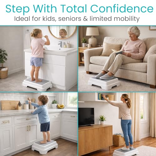 Vive Bath Shower Step Stool (4.5") - Slip Resistant, Stackable | Indoor/Outdoor - Safety Stepping Stool Bathroom Aid for Adults, Handicap, Elderly, Seniors, Bathtub, High Beds, Kitchens