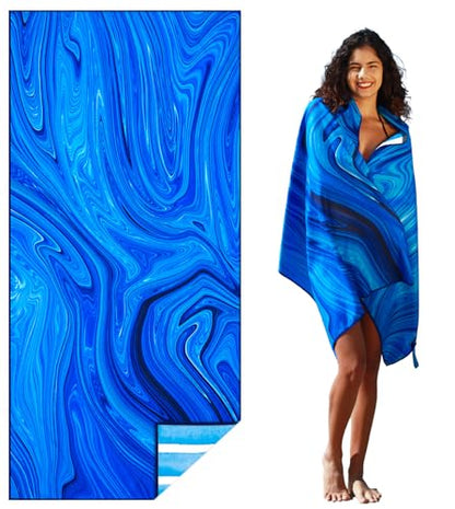 Widdonen Microfiber Beach Towel,Compact 71x32 Inch,Lightweight | Extra Large,Sand Free,Thin,Absorbent,Quick Dry for Camping,Hiking,Swim,Pool,Bath,Picnic,Gym,Cruise Essentials,Adult Gifts - color: Drift Sand Trippy