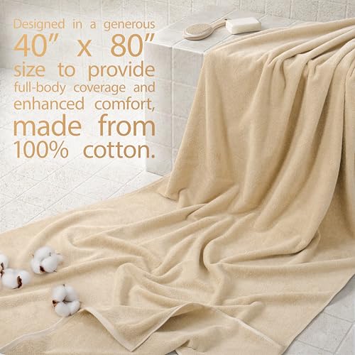 Cotton Paradise 100% Cotton Turkish Towel, Soft Absorbent Quick Dry, 40x80 Oversized Bath Sheet Towel, Beige - color: Beige, size: 40"x80"