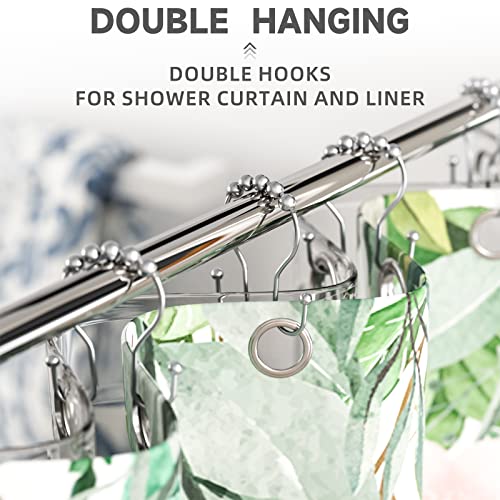 Bathway Shower Curtain Hooks Chrome Shower Curtain Rings Rust Proof, Smooth Glide Double Shower Curtain Hooks, 12Pcs Shower Curtain Hangers, Shower Hooks for Shower Curtain Bathroom Shower Rod Hooks - color: Chrome