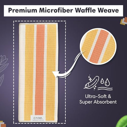 Double-Sided Microfiber Hand Towels, Waffle Kitchen Towels Set for Home Use | 2 Towels, 17x27 Inches, Durable & Soft, Fast Drying, Hand Wash Cloth and Dishcloth, Pat & Tricky, Green/Cream Home Towels Set - color: Pat & Tricky - Green/Cream, size: Double s