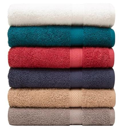 Pleasant Home Bath Towels Set of 6 (24” x 50”) 100% Cotton, Multicoloured | 515 GSM | Lightweight, Soft & Highly Absorbent Luxury Towels for Bathroom | for Gym, Pool & Spa - color: Multicoloured