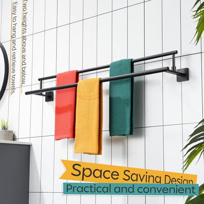 KOKOSIRI Towel Bars 36-Inch Bathroom Towel Holder Oil Rubbed Bronze Double Bath Towel Racks Wall Mounted Stainless Steel B5009ORB-L36 - color: Oil Rubbed Bronze, size: 36-Inch
