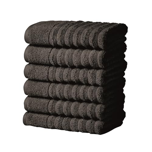 Great Bay Home 6 Pack Hand Towel Set - 100% Cotton Towels - Absorbent & Quick-Dry Towels for Bathroom (Midnight Grey) - color: Midnight Grey, size: Hand Towel (Pack of 6)