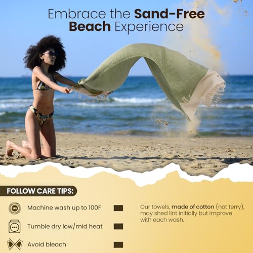 Gold CASE Turkish Beach Towel Set of 4 – 100% Cotton Large Turkish Bath Towels 67 x 38'' – Zeus Extra Large, Quick Dry & Sand Free Towels – Peshtemal for Pool – Grey - color: Grey, style: Zeus Beach Bath Towel