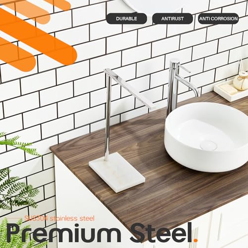 Towel Holder Chrome for Bathroom Vanity Countertop 1-Tier Towel Rack Stand with Heavy Marble Base Thicken Steady, Polished Stainless Steel AN7002CH - color: Polished Chrome, size: 1-Bar