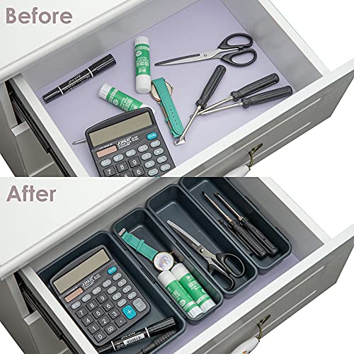 BYCY Office Drawer Organizers Bins Junk Drawer Organizers Tray Storage Dividers for Office Desk Dress Makeup (13pcs 2Size) - size: 13pcs 2Size