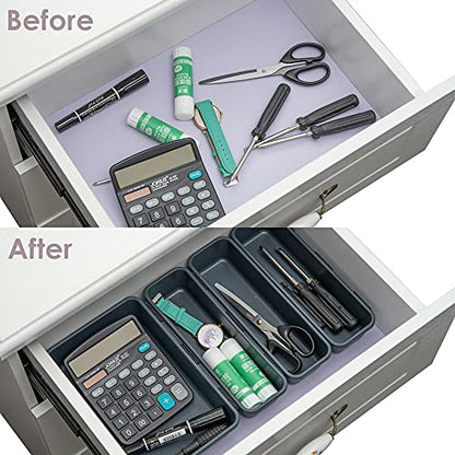 BYCY Office Drawer Organizers Bins Junk Drawer Organizers Tray Storage Dividers for Office Desk Dress Makeup (13pcs 2Size) - size: 13pcs 2Size