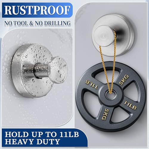 Suction Cup Hooks No Drill Stainless Steel Shower Hooks Towel Hook Heavy Duty on Smooth and Non-Porous Surfaces in Bathrooms Kitchen Bedroom (2, Brushed Nickel) - color: Brushed Nickel
