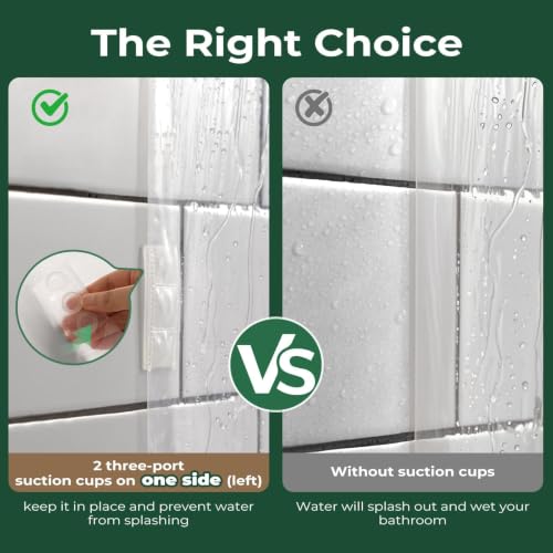 Clear Shower Curtain Liner with Side Suction Cups, Exrta Wide Premium PEVA Plastic Shower Liner with 3 Magnets, Waterproof Bathroom Curtain, 108 x 72, Clear - color: 1. Clear, size: 108"W x 72"L (Pack of 1)