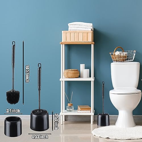 Roshtia 6 Sets Toilet Brush and Holder Set for Bathroom Cleaning Toilet Bowl Brush Scrubber with Caddy for Cleaning, 14.57 Height(Black) - color: Black