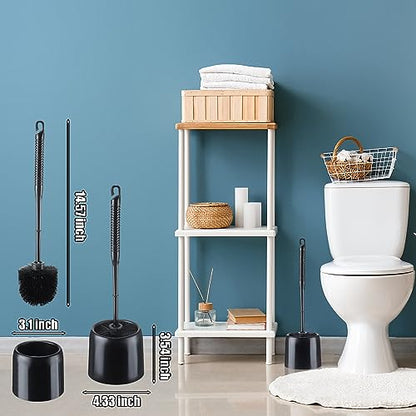 Roshtia 6 Sets Toilet Brush and Holder Set for Bathroom Cleaning Toilet Bowl Brush Scrubber with Caddy for Cleaning, 14.57 Height(Black) - color: Black