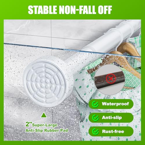 Ausemku Shower Curtain Rod - 32-68 Inch Rustproof Tension Rod, Non-Slip Spring Design, No Drilling Adjustable Curtain Rod for Bathroom, Kitchen, and Closet（White） - color: White, size: 32-68 IN